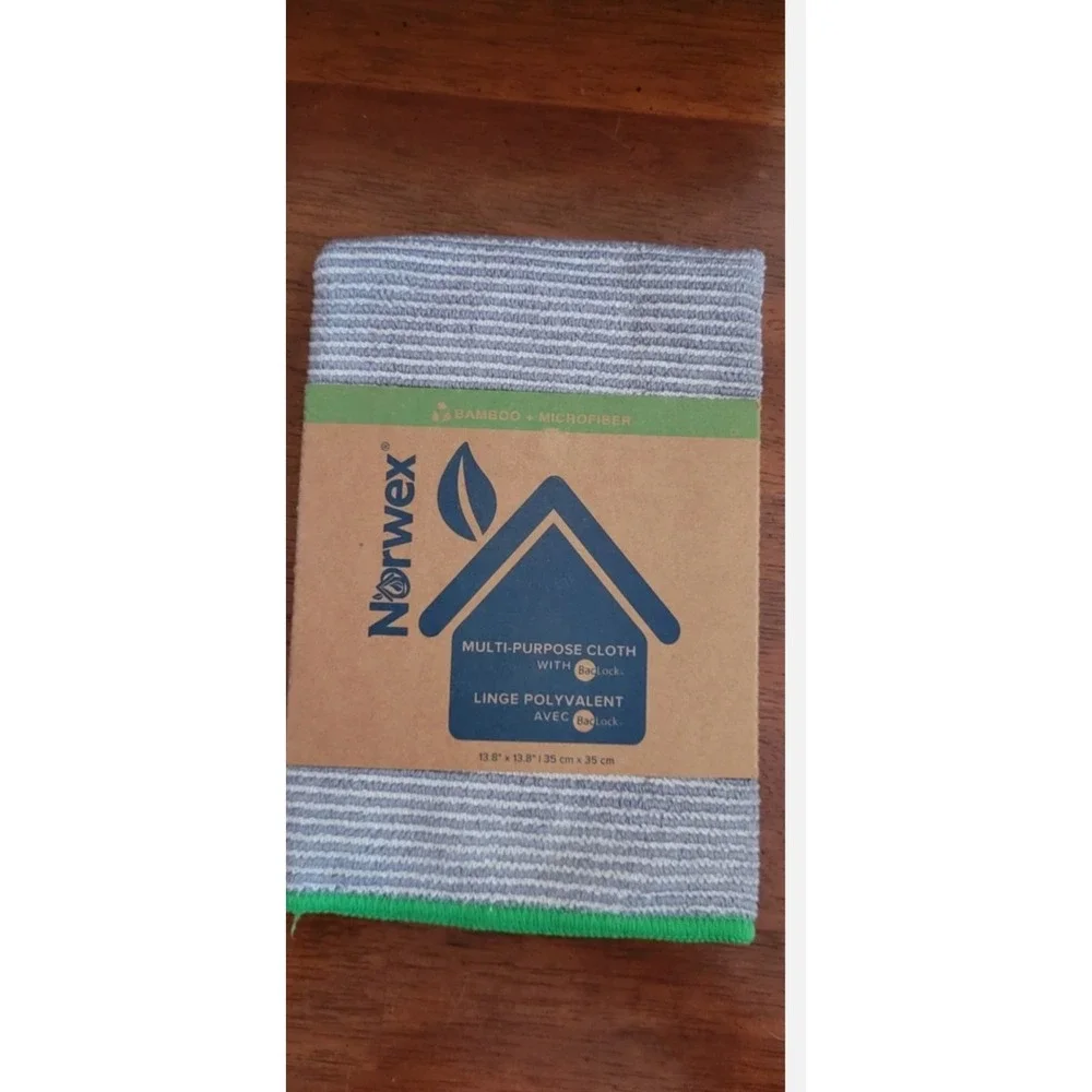 Norwex Multi-Purpose Bamboo Envirocloth Microfiber Cloth Graphite Green Trim